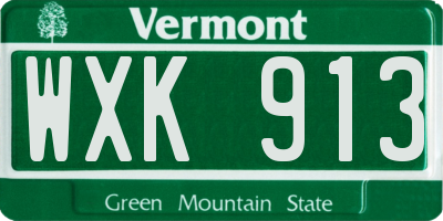 VT license plate WXK913