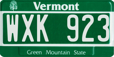 VT license plate WXK923