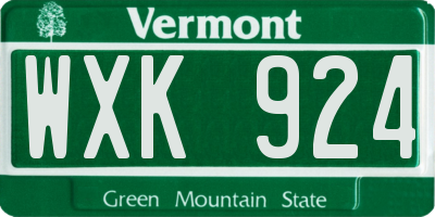 VT license plate WXK924