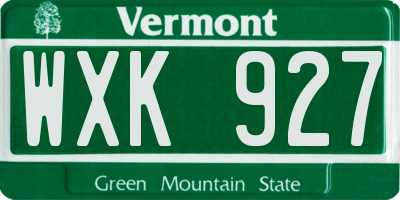 VT license plate WXK927
