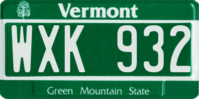 VT license plate WXK932