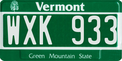 VT license plate WXK933