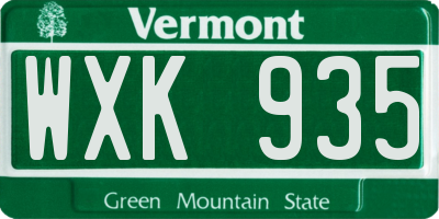 VT license plate WXK935