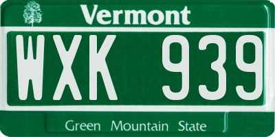 VT license plate WXK939