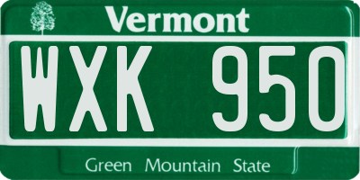VT license plate WXK950