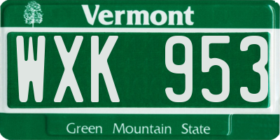 VT license plate WXK953
