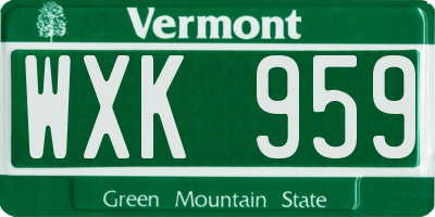 VT license plate WXK959