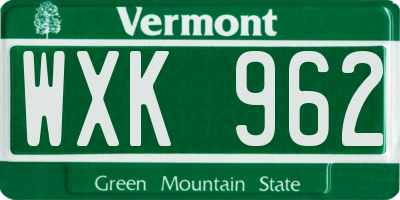 VT license plate WXK962