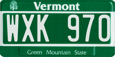VT license plate WXK970