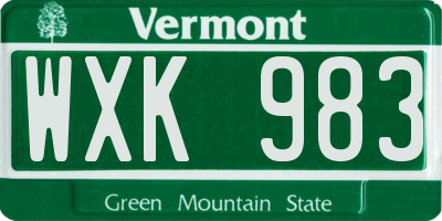 VT license plate WXK983