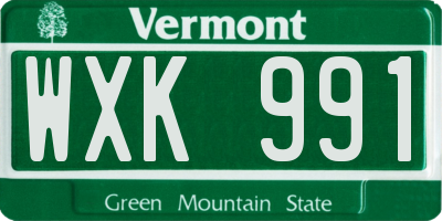 VT license plate WXK991