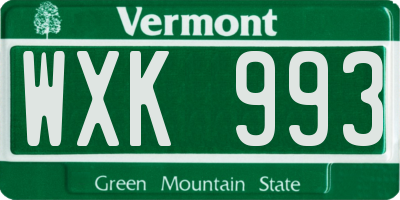 VT license plate WXK993