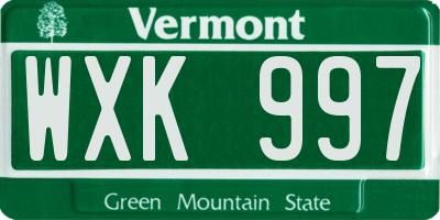 VT license plate WXK997