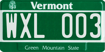 VT license plate WXL003