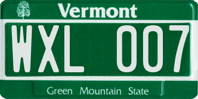 VT license plate WXL007