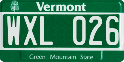 VT license plate WXL026