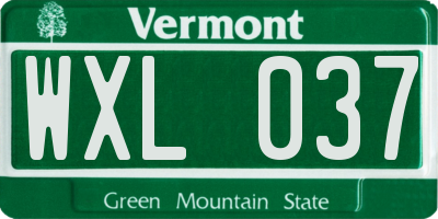 VT license plate WXL037