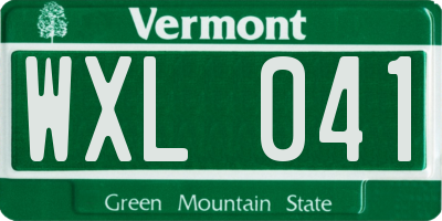 VT license plate WXL041