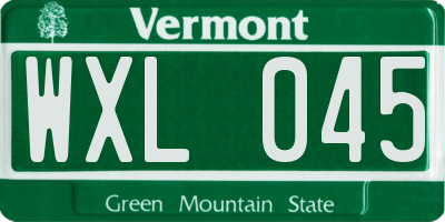 VT license plate WXL045