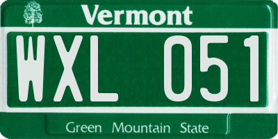 VT license plate WXL051