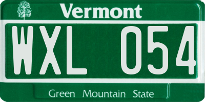 VT license plate WXL054