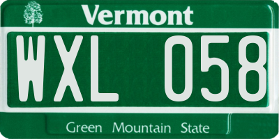 VT license plate WXL058