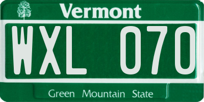VT license plate WXL070