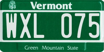 VT license plate WXL075