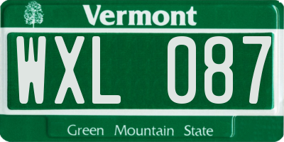 VT license plate WXL087