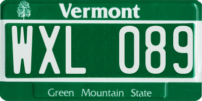 VT license plate WXL089
