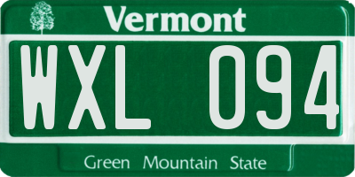 VT license plate WXL094