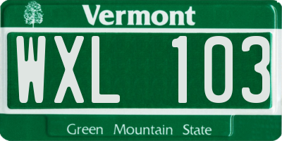 VT license plate WXL103