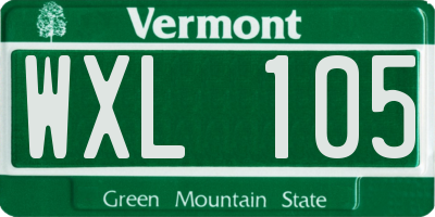 VT license plate WXL105