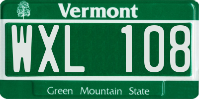 VT license plate WXL108