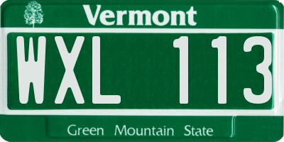 VT license plate WXL113
