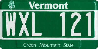 VT license plate WXL121