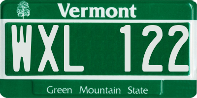 VT license plate WXL122