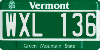 VT license plate WXL136