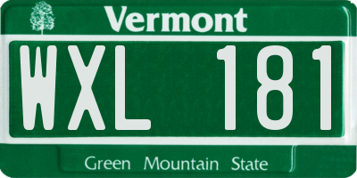 VT license plate WXL181