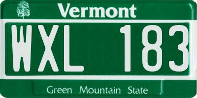 VT license plate WXL183