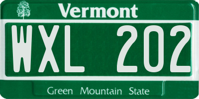 VT license plate WXL202