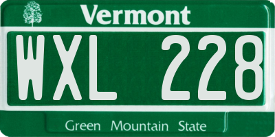 VT license plate WXL228
