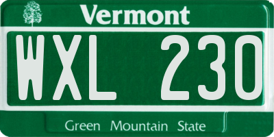 VT license plate WXL230