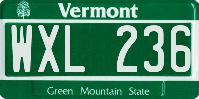 VT license plate WXL236
