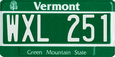 VT license plate WXL251