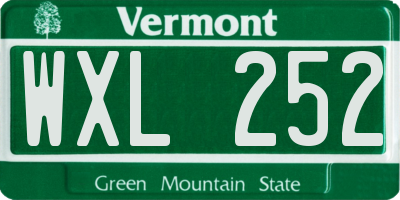 VT license plate WXL252