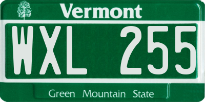 VT license plate WXL255