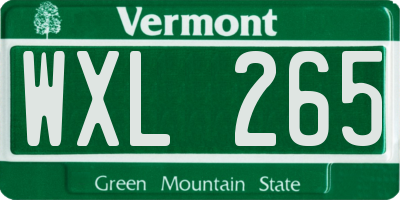 VT license plate WXL265