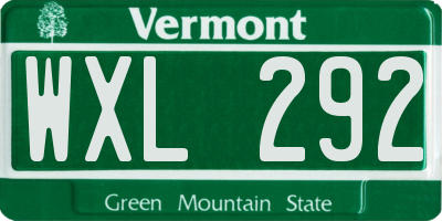 VT license plate WXL292
