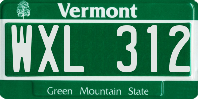 VT license plate WXL312